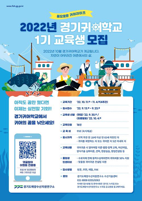 경기도 해양수산자원연구소, 경기귀어학교 1기 교육생 16명 모집