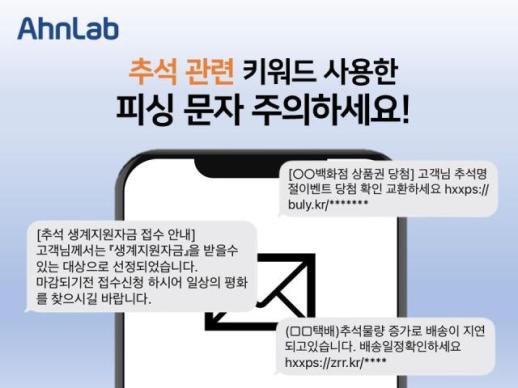 안랩, 추석 피싱 문자 주의 URL·첨부파일 실행하면 안 된다