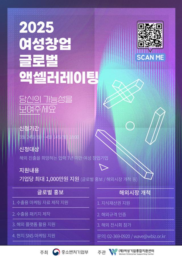 여기종,  2025 여성창업 글로벌 액셀러레이팅 참가 기업 모집