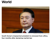 CNN, 윤석열 대통령 탄핵 인용 소식 월드 톱뉴스로 보도 