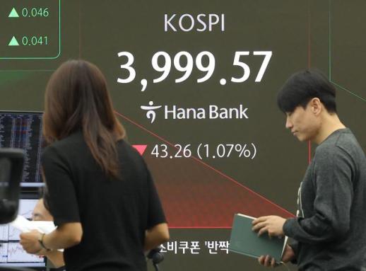 코스피, 하루 만에 3980선까지 후퇴...차익실현 매물 쏟아져