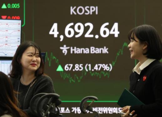 Stock-bound cash hits record as KOSPI powers higher