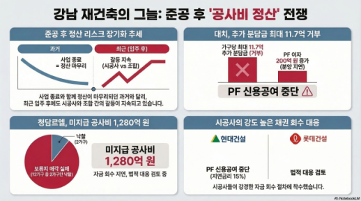 강남 하이엔드 단지도 끝나지 않았다…청담·대치서 준공 후 공사비 정산 갈등 