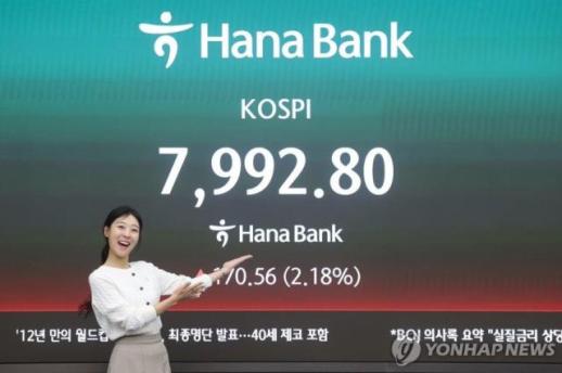 오늘도 사상 최고 코스피, 7953.41 출발… 꿈의 8000선 눈앞