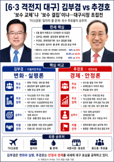 [6·3 격전지 대구] 김부겸 보수 교체냐, 추경호 보수 결집이냐