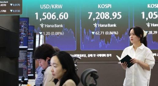 코스피, 7200선 턱걸이 마감…美 금리 급등·삼전 총파업 악재 겹치며 이틀 연속 하락