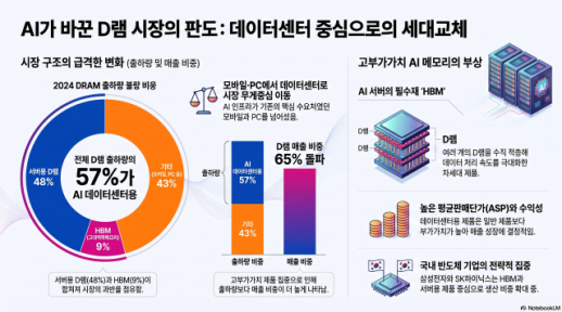 AI가 바꾼 D램 시장…출하량 57% 데이터센터로 향한다