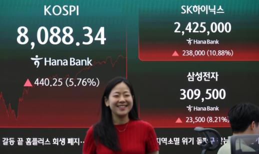 韩国股市逆转跌势重返8000点