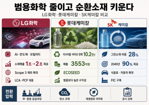 범용화학 줄이고 재활용 소재 키운다…석화 3사 생존전략