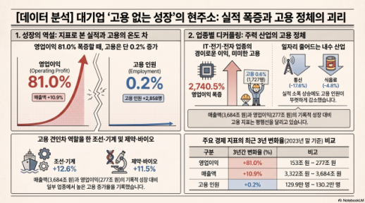 대기업 실적은 뛰는데 고용은 제자리…IT업종도 0.6% 증가 그쳐