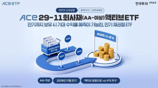 한투운용, 29년 11월 만기 회사채 ETF 신규 상장…AA- 이상 편입