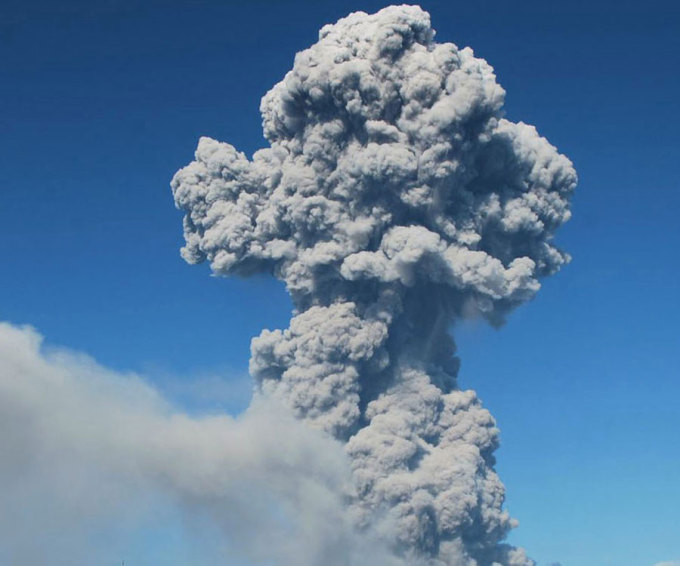Volcano erupts on Kyushu, Japan