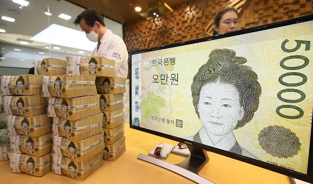 韩市场流通货币规模逾4000亿元 5万韩元面值纸币功劳大