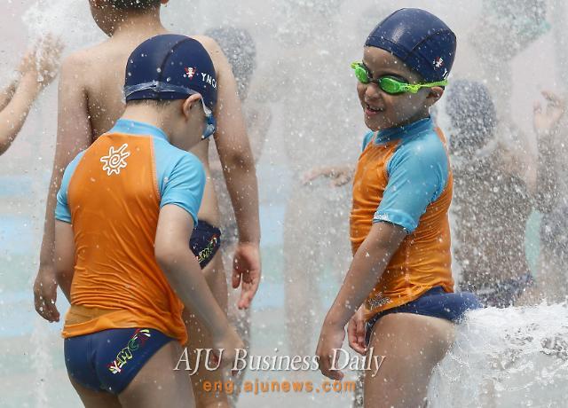 Children playing at swimming pool