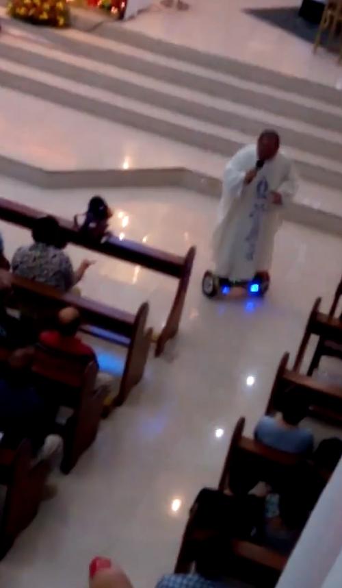 Priest gets suspended for riding hoverboard during mass