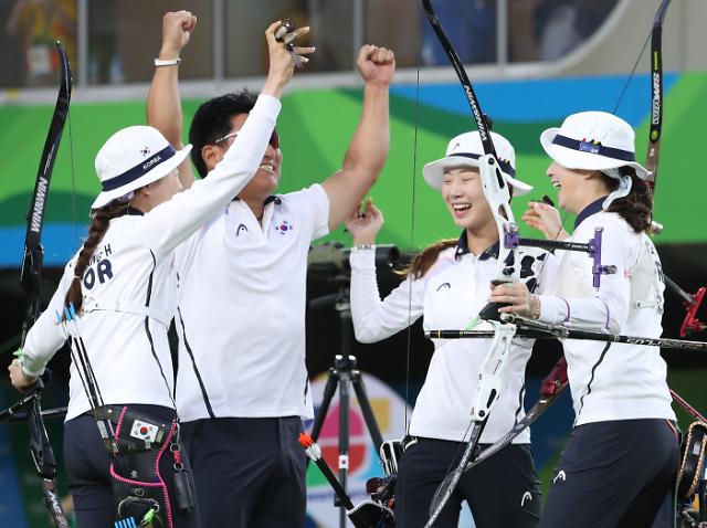 (Oly) South Korea women win gold in archery team: Yonhap