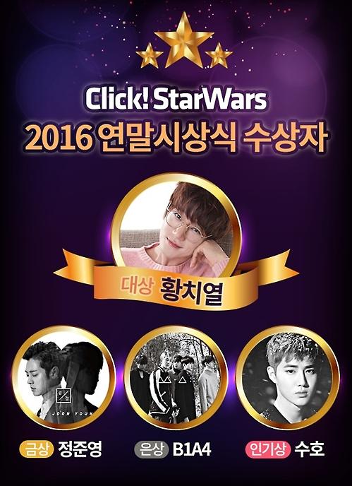 韩国歌手黄致列获“Click! StarWars”2016年度大奖