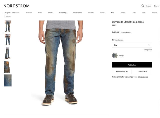 Fake Muddy Jeans sold for $425 in Nordstrom