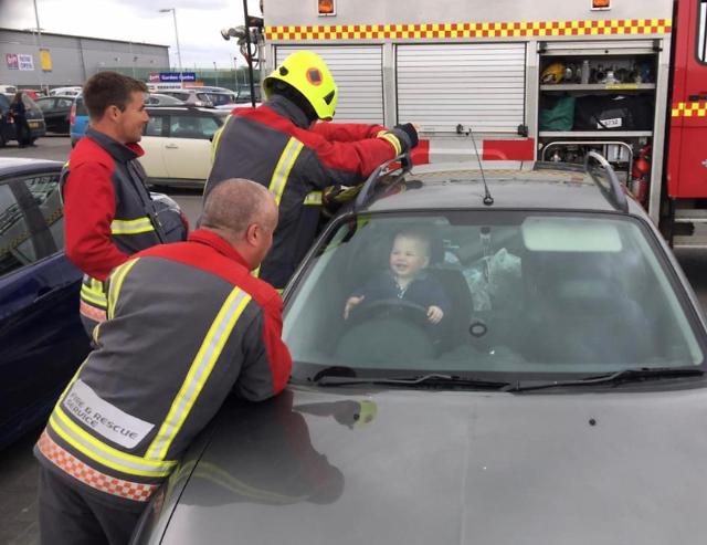 14-month-old baby in the UK has a blast getting rescued from car he locked himself in