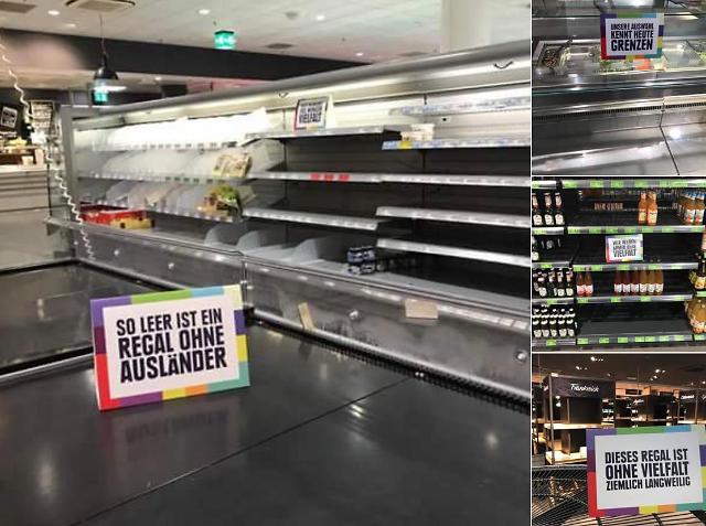 German supermarket empties out shelves to bring awareness to racism