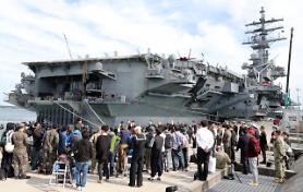 Three U.S. flattops ready for rare joint drill this week near peninsula