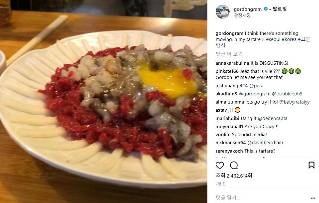 Star chef Gordon Ramsay expresses amazement at live octopus dish