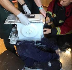 UK YouTuber cements his head in microwave and firefighters werent impressed