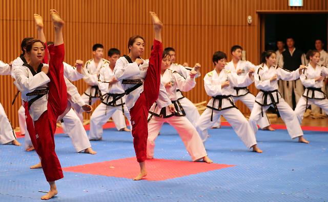 韩朝跆拳道示范团今在首尔第三次联演