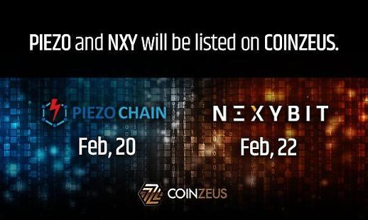 피에조·넥시 코인, 글로벌 암호화폐 거래소 코인제우스에 동반 상장