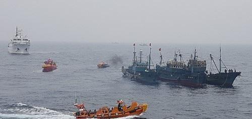 韩国海警加大力度打击中国渔船非法捕捞