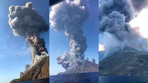 [슬라이드 화보] 화산재 토해내는 이탈리아 스트롬볼리 화산