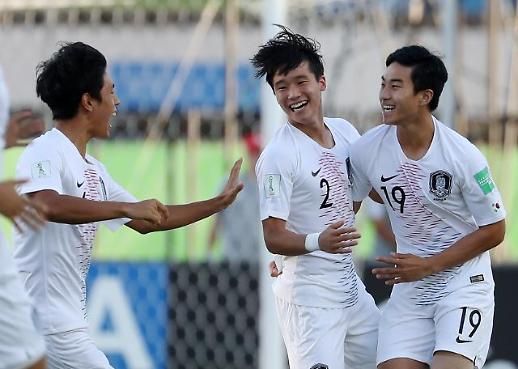 [슬라이드 화보] 칠레 꺾고 U-17 월드컵 16강 진출한 한국 축구 다음 상대는 앙골라