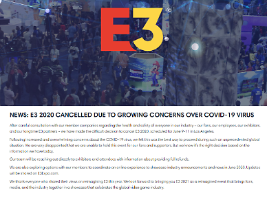 [코로나가 삼킨 게임] ① 독일 ‘게임스컴’도 개최 불투명... E3 등 대형 전시 취소 속출