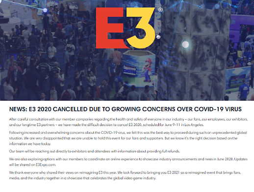 [코로나가 삼킨 게임] ① 독일 ‘게임스컴’도 개최 불투명... E3 등 대형 전시 취소 속출