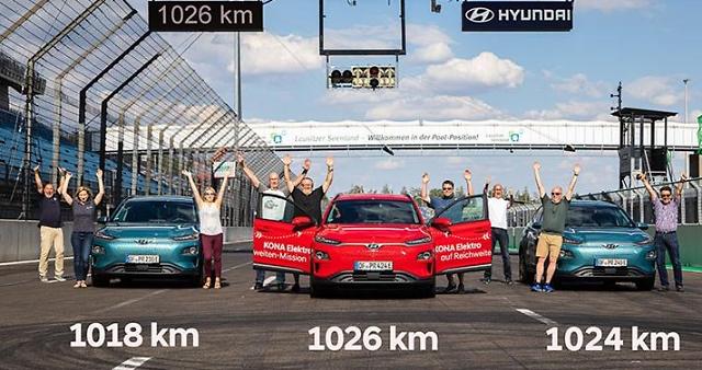 Hyundais KONA electric subcompact SUVs set new range record of over 1,000 km