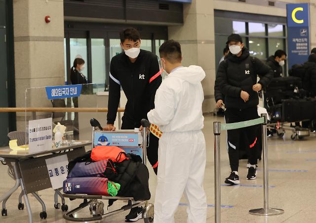 韩国国足部分选手平安回国接受隔离