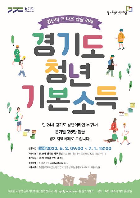 경기도, 청년기본소득 2022년 2분기 신청 접수 진행...7월 1일까지