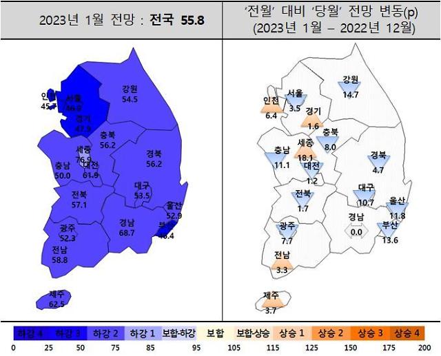 전국 1월 주택사업경기전망, 4.3p 하락…인천·경기·세종 상승