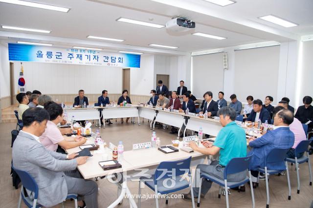 남한권 울릉군수 민선 8기 1주년 기자 간담회 장면 [사진=울릉군]