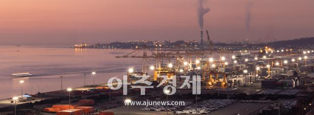 경기도 평택시 평택항 수출 야적장이 환한 불빛을 밝히고 있다사진유대길 기자 dbeorlf123ajunewscom