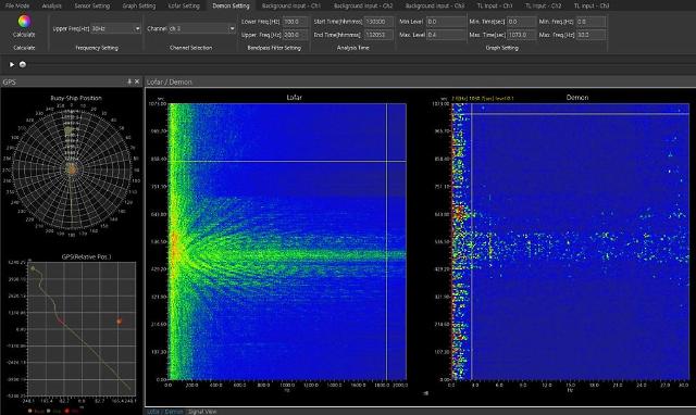 소나 신호분석 Lofar-Demon 프로그램의 분석 이미지사진삼성중공업