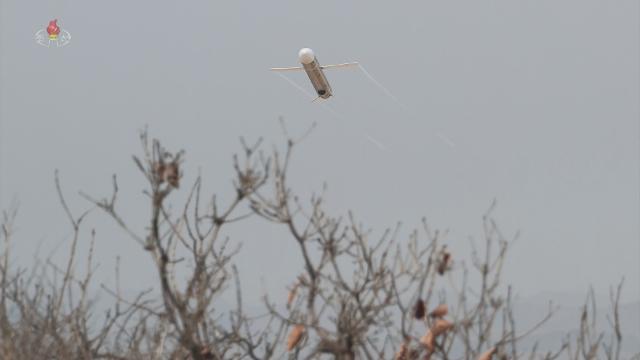 북한 김정은 국무위원장이 참관한 가운데 핵무인수중공격정 수중폭발 시험과 전략순항미사일 핵탄두 모의 공중폭발시험을 각각 진행했다고 조선중앙TV가 3월 24일 보도했다 사진조선중앙TV 화면 