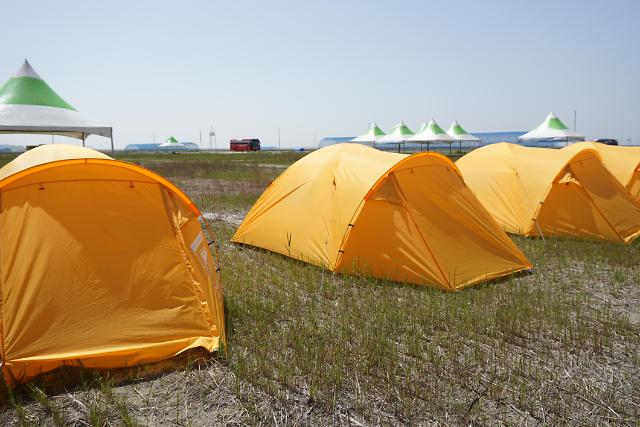 오는 8월 전북 부안 새만금 2023새만금세계스카우트잼버리 영지 안에 설치되는 텐트 모습 사진여성가족부