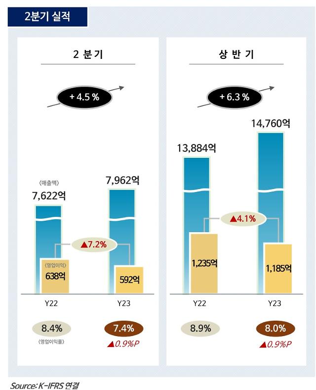 롯데칠성음료의 올해 상반기 실적 사진롯데칠성음료