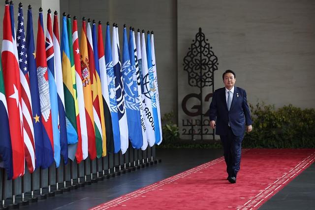Tổng thống Yoon Suk-yeol tại Hội nghị thượng đỉnh G20 được tổ chức tại Indonesia vào ngày 15112022 ẢnhVăn phòng Tổng thống