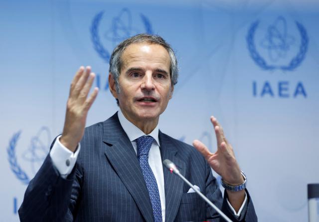 라파엘 그로시 국제원자력기구IAEA 사무총장이 지난 11일현지시간 오스트리아 빈에서 열린 IAEA 정기이사회에 참석하고 있다 사진연합뉴스