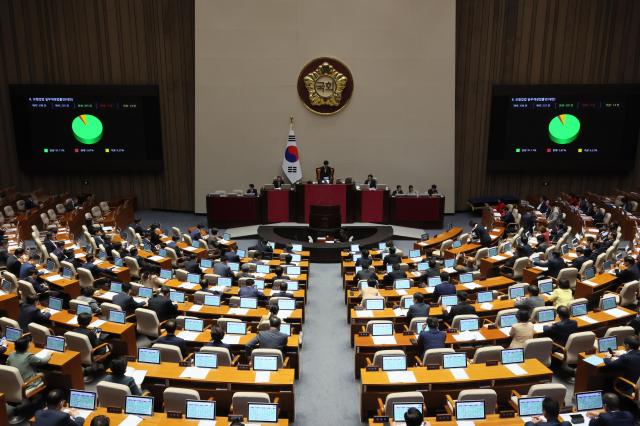 6일 오후 국회 본회의에서 보험업법 일부개정법률안이 통과되고 있다 사진 연합뉴스