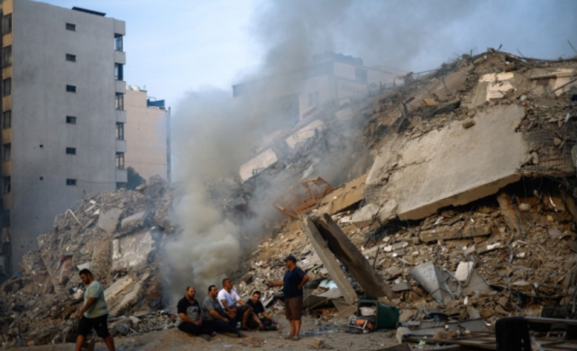 폭격을 당한 팔레스타인 가자지구 내 한 건물 사진연합뉴스