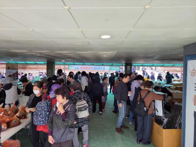서울 조계사에서 열린 해남 농수산물 직거래장터에 많은 시민들이 찾았다 사진해남군