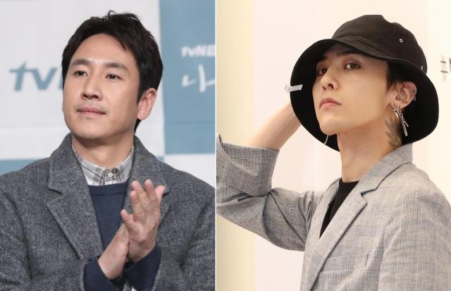 Lee Sun-kyun left and G-Dragon right YONHAP PHOTO